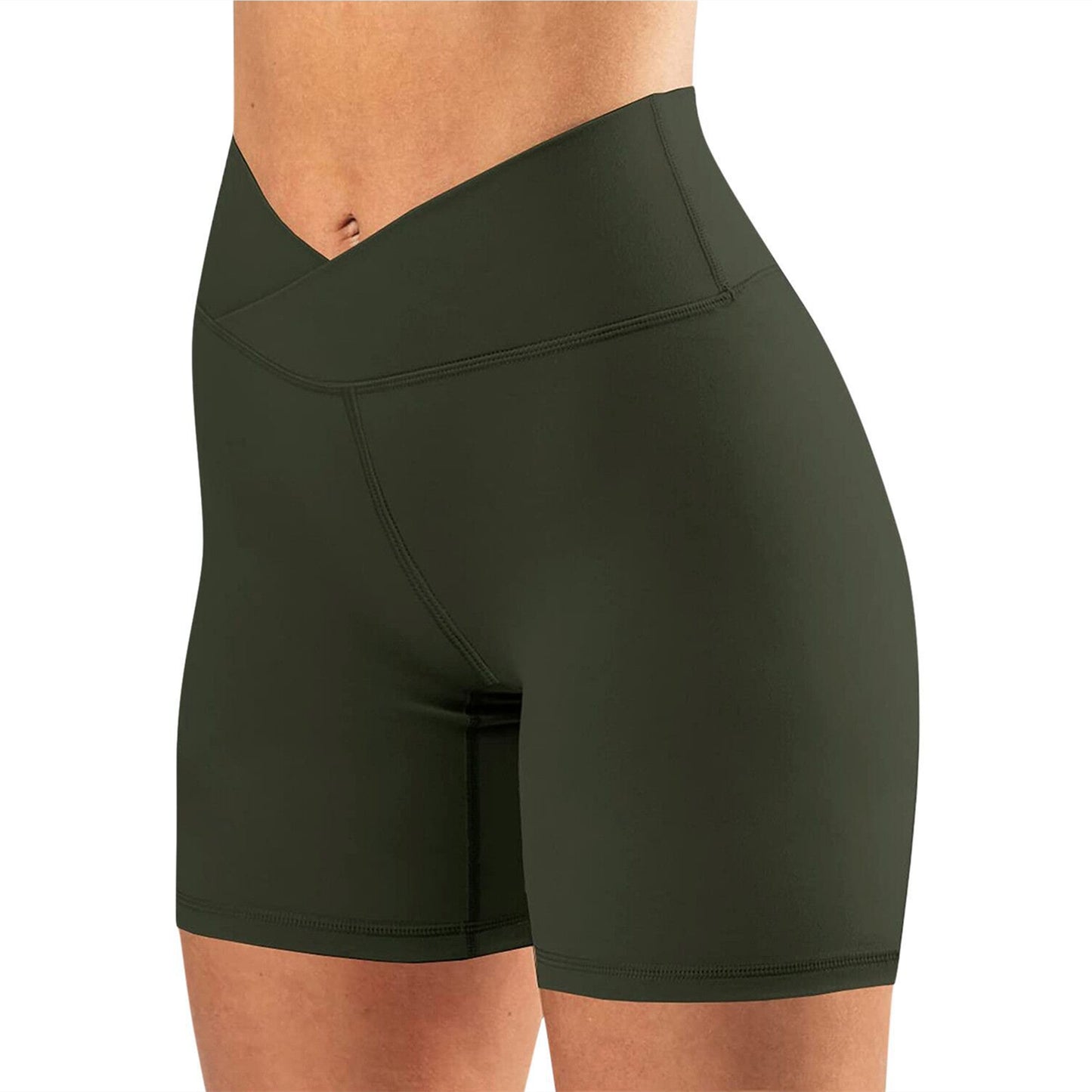 Yoga Fitness Cross-waist Women's Legging Shorts (Plus-Size Friendly)