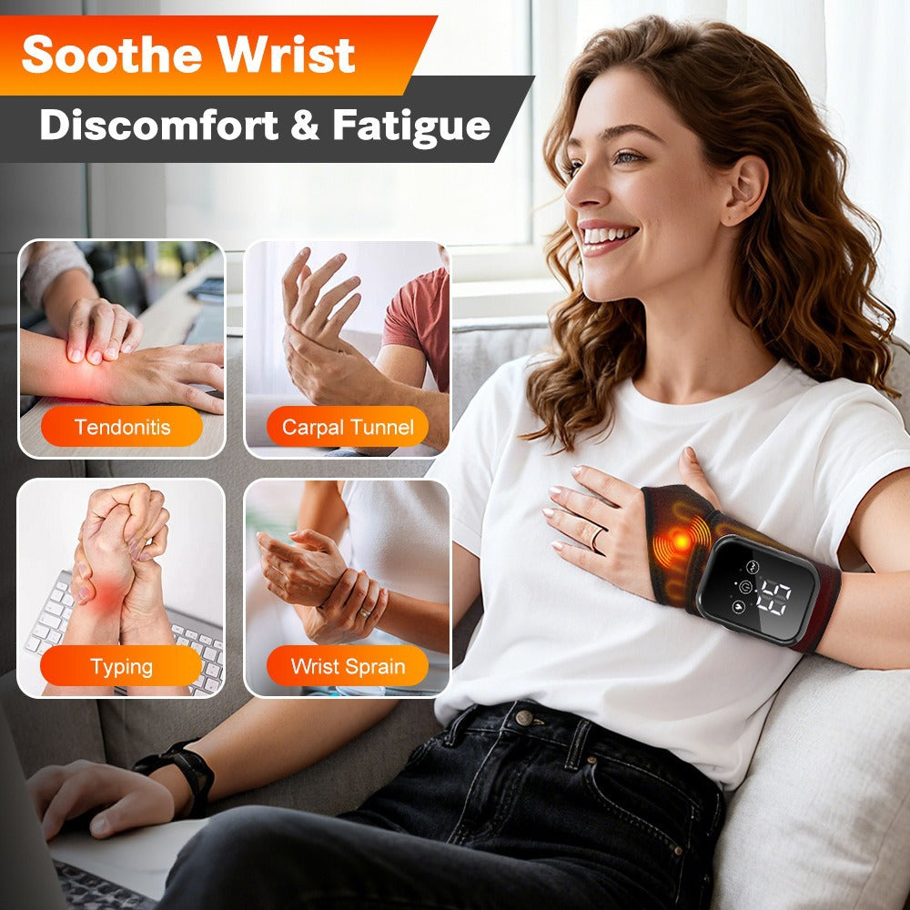 Electric Touchscreen Hand & Wrist Massager — 3 Vibration Modes + 3 Heat Levels
