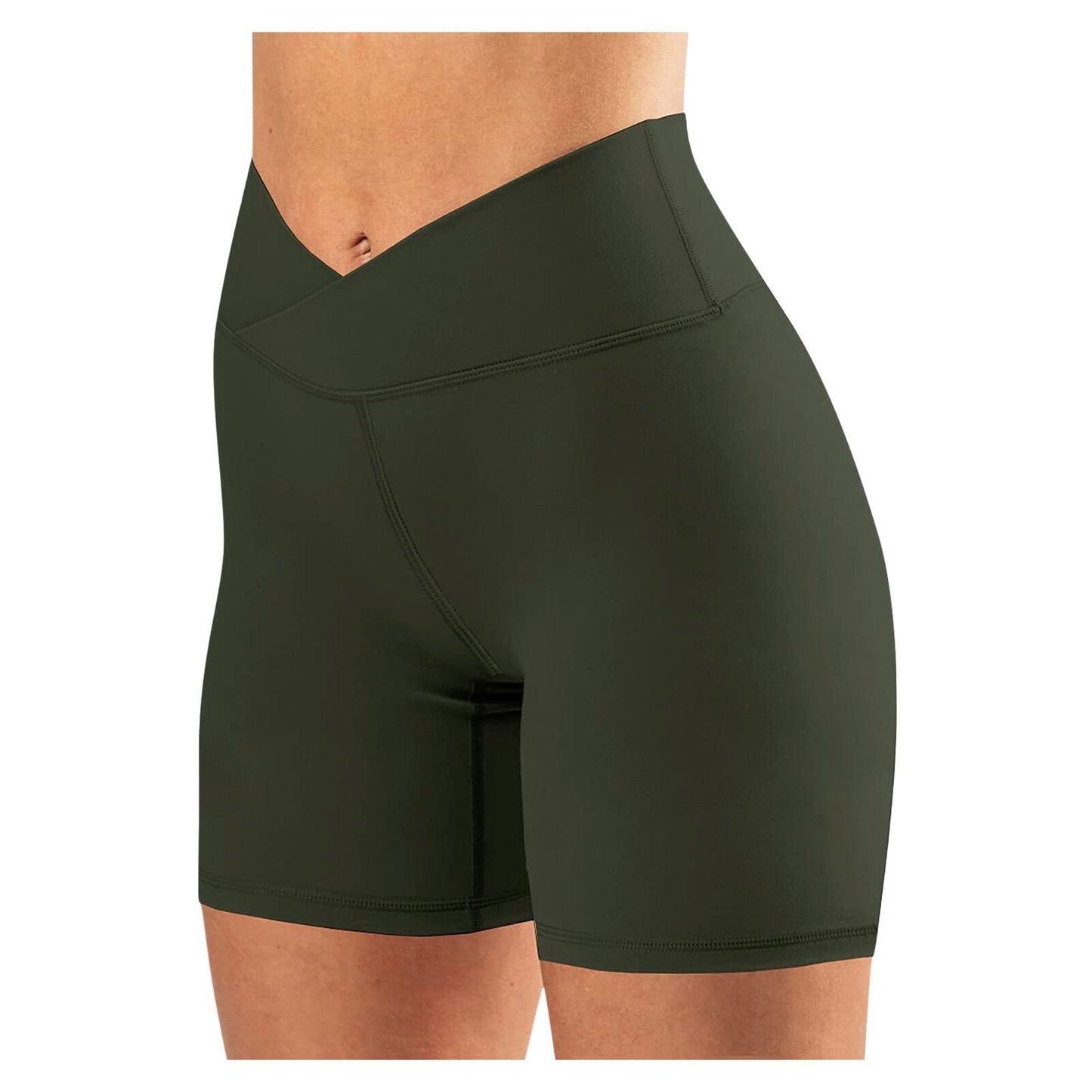 Yoga Fitness Cross-waist Women's Legging Shorts (Plus-Size Friendly)