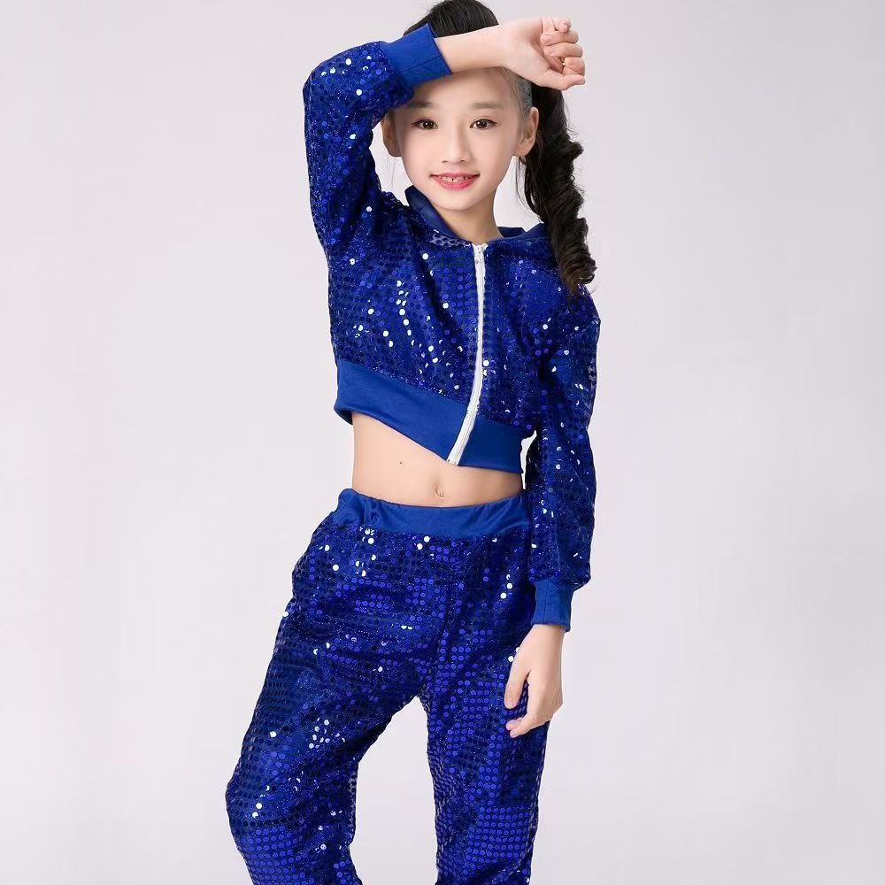 Kids’ Sequined Hip-Hop Dance Set – Cheer & Street Style (5 colors)