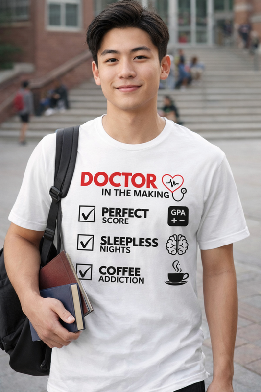 DOCTOR In The Making - Perfect Score, Sleepless Nights, Coffee Addiction (Unisex t-shirt)