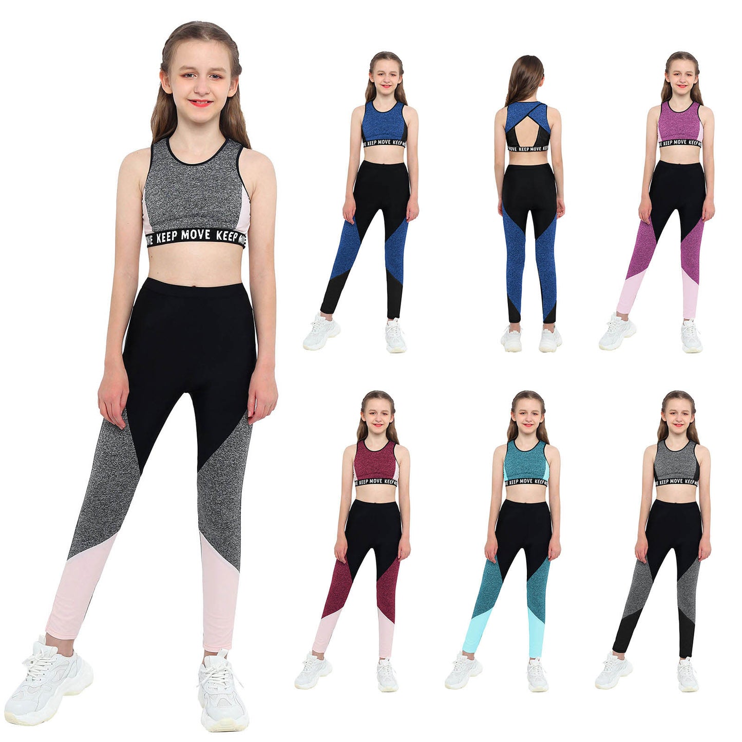 Kids’ Activewear Set – Sports Bra & Leggings for Yoga, Gymnastics, Dance