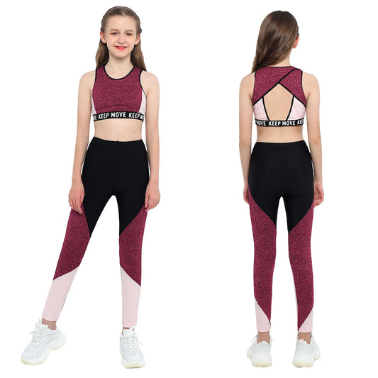 Kids’ Activewear Set – Sports Bra & Leggings for Yoga, Gymnastics, Dance