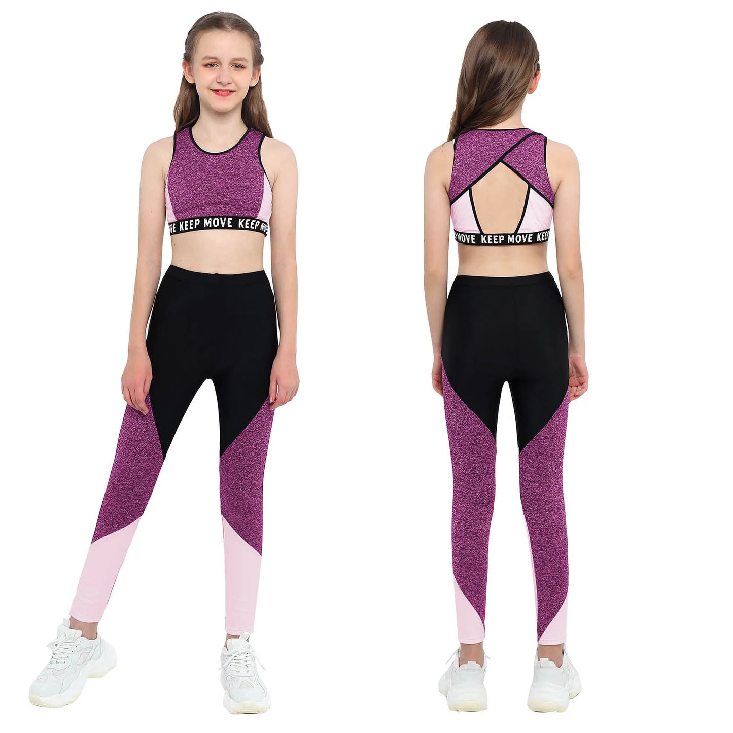 Kids’ Activewear Set – Sports Bra & Leggings for Yoga, Gymnastics, Dance