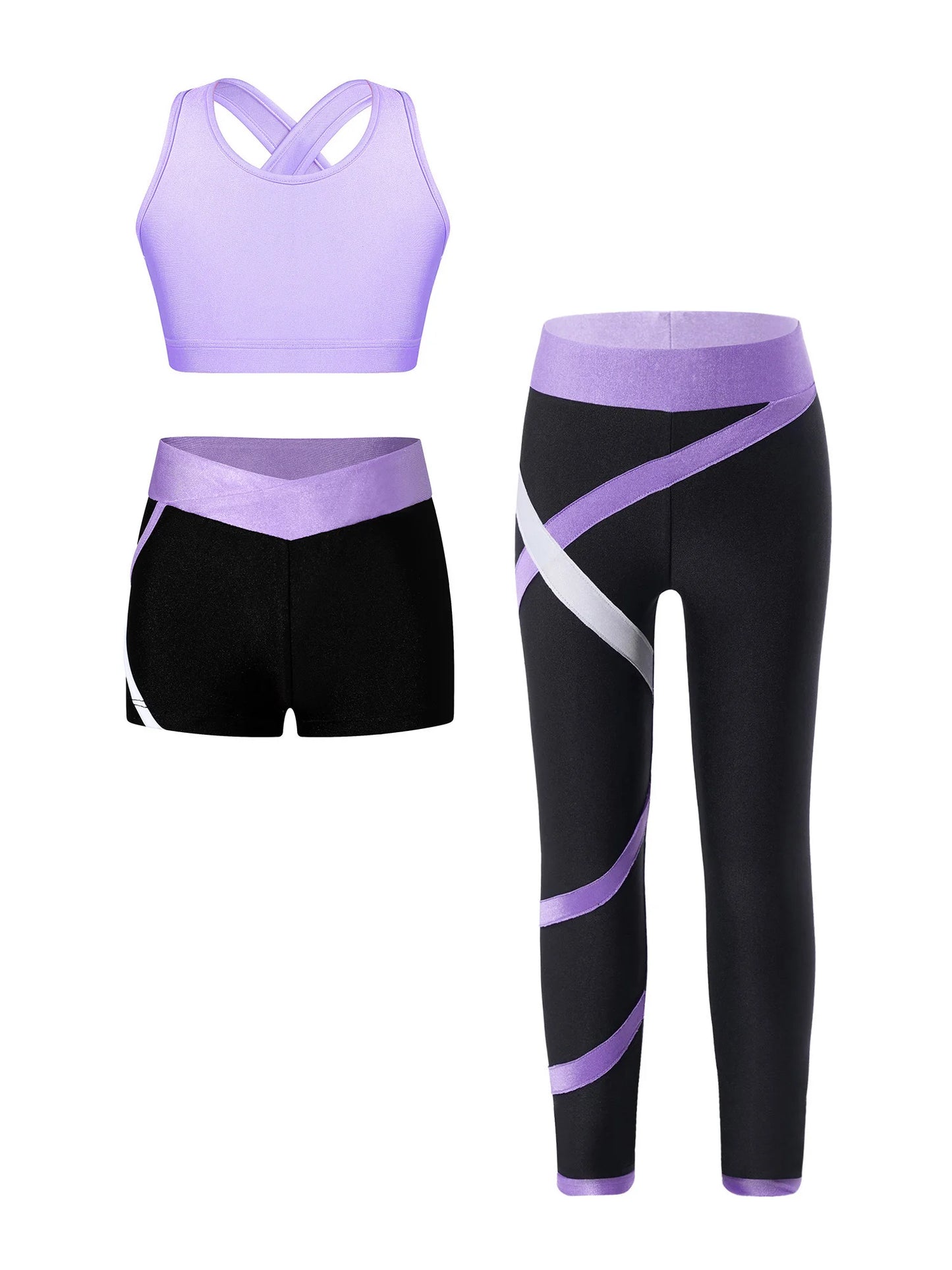 Kids’ Fitness 3‑Piece Outfit – Vest, Pants & Shorts
