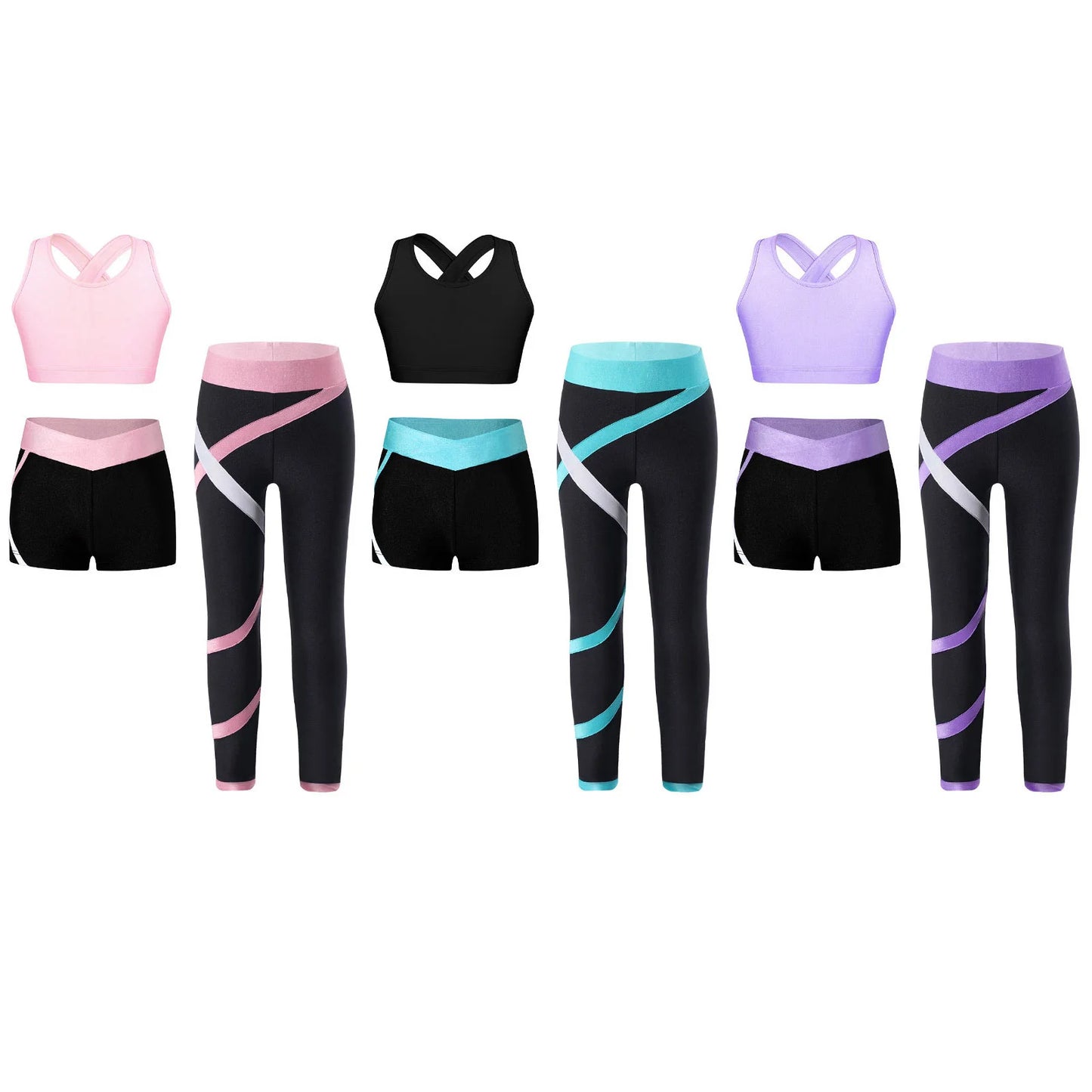 Kids’ Fitness 3‑Piece Outfit – Vest, Pants & Shorts