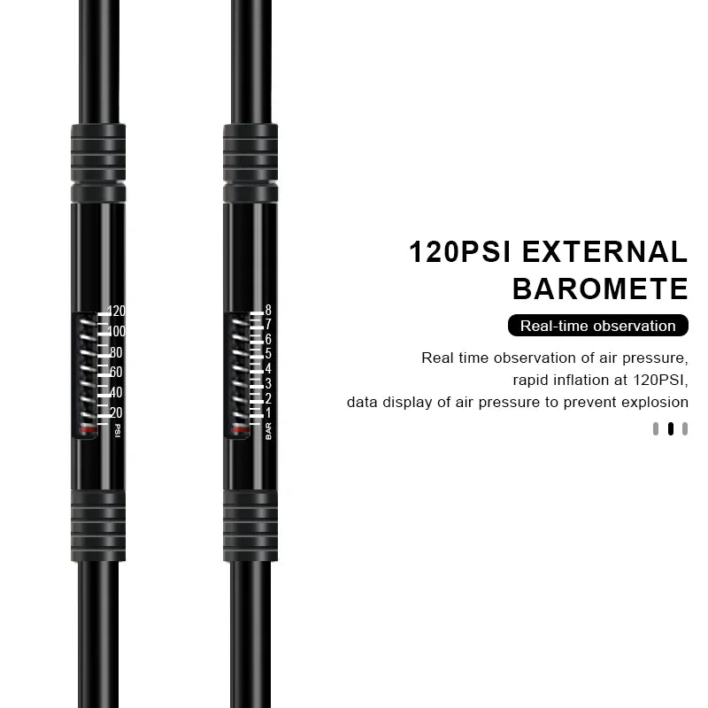 Portable Bike Pump — 120 PSI Alloy Floor Inflator (Schrader & Presta)