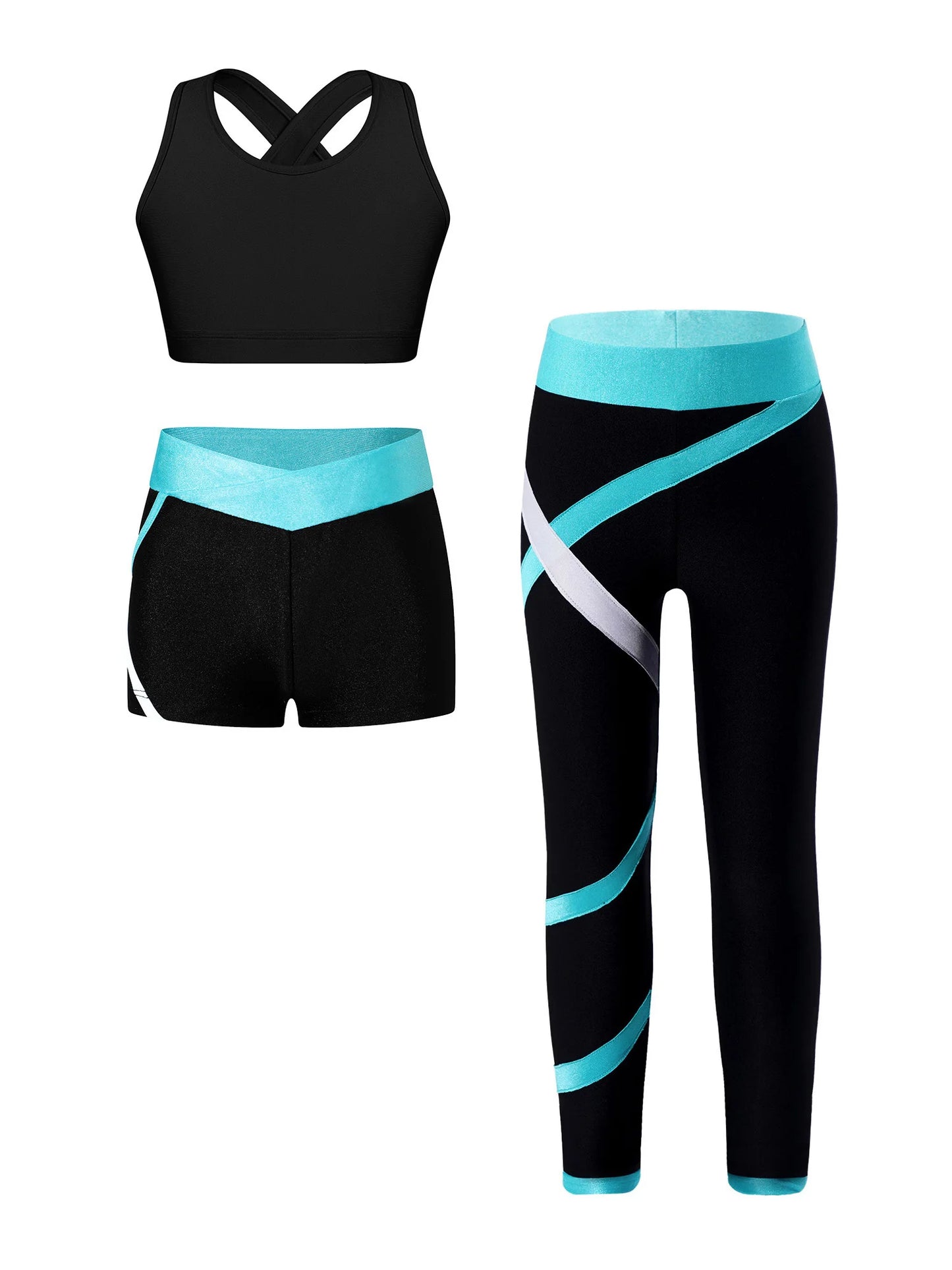 Kids’ Fitness 3‑Piece Outfit – Vest, Pants & Shorts