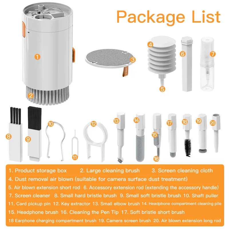 Multi‑Device Cleaning Kit (20‑in‑1 / 8‑in‑1) for Digital Camera, Mobile Phone, Laptop, Keyboard, Airpods, etc.