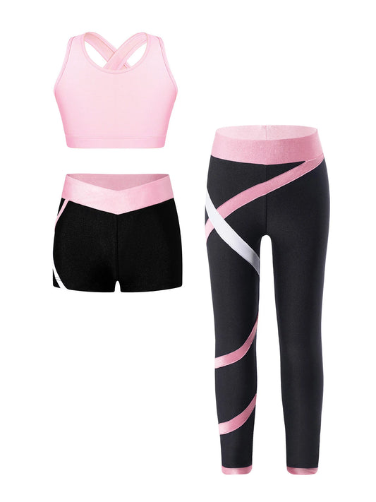 Kids’ Fitness 3‑Piece Outfit – Vest, Pants & Shorts