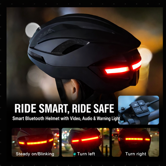 RAW3 Smart Bluetooth Bike Helmet with 1080P Camera, Audio, GPS & Rear Safety Lights (WITH or WITHOUT MicroSD Card)